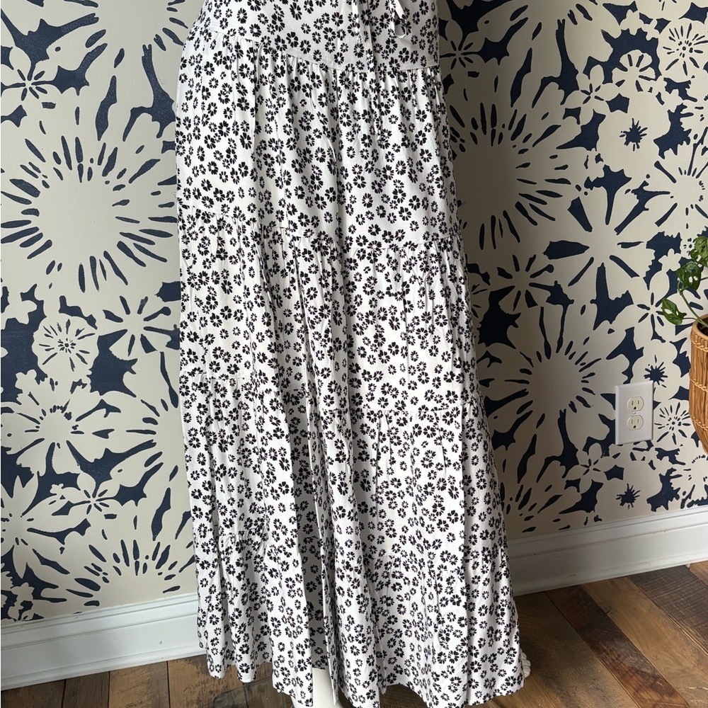 Pink Lily Black and White Smocked Maxi Skirt
